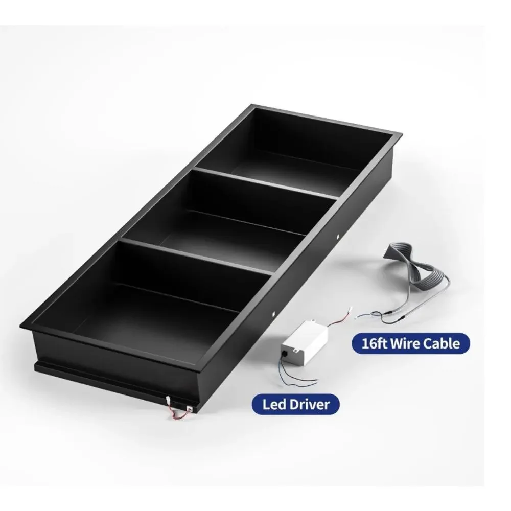 36x12 Black LED Shower Niche Stainless Steel 3 Shelf Recessed